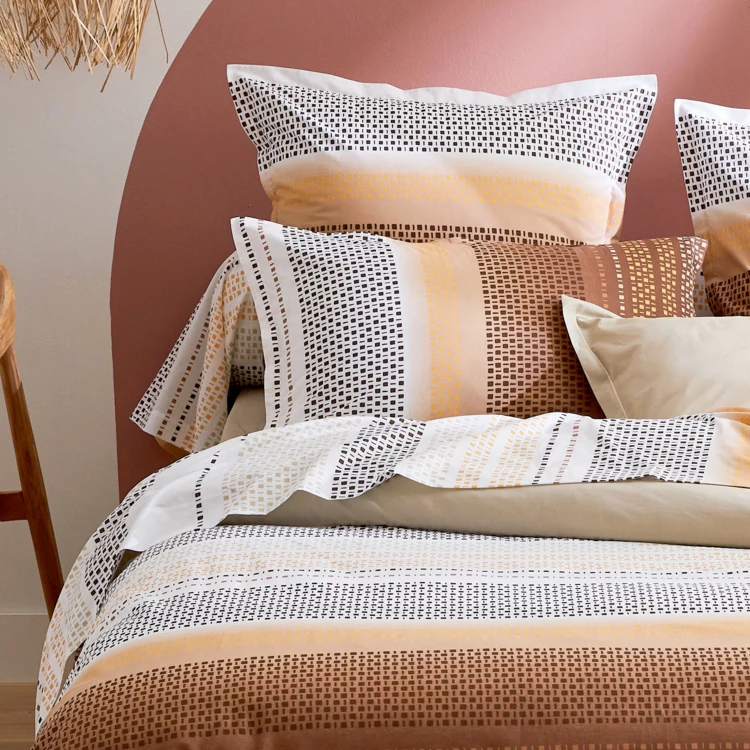 Flaches Bettlaken im geometrischen Stil aus Baumwolle