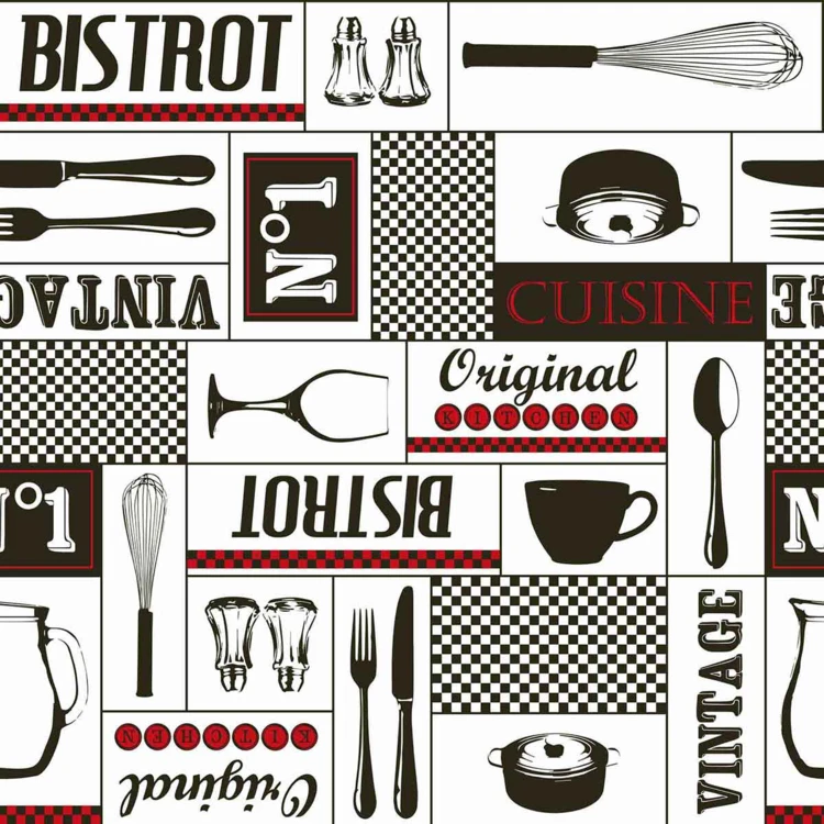 Toile Cirée Fibranne Imprimée "Bistrot"