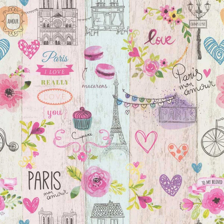 Papel pintado LUTECE estampado Paris girly