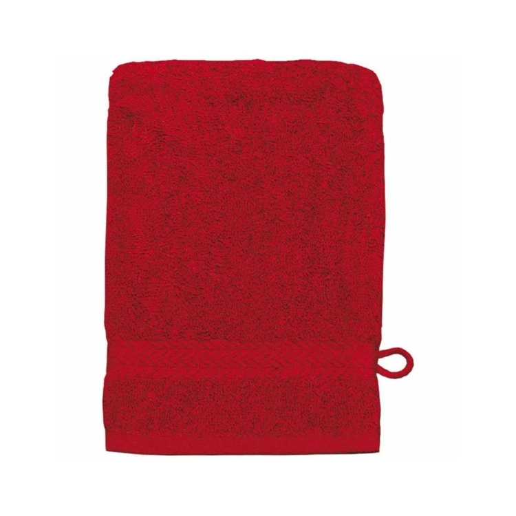3er-Set Waschhandschuhe 16 x 22 cm aus Baumwolle in der Farbe Rubin.