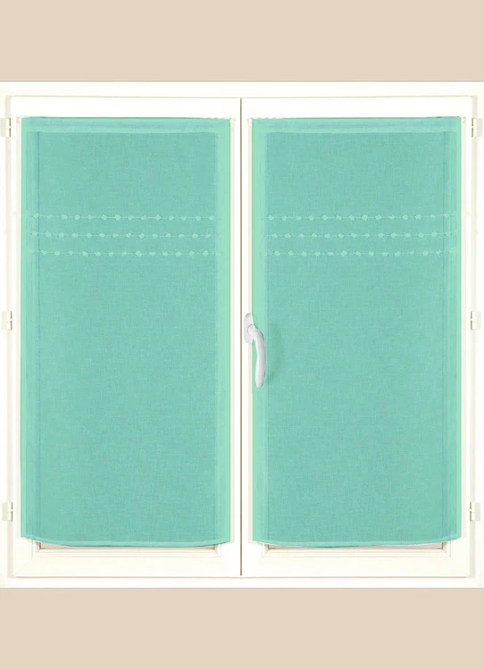Paire de Petits voilages en Etamine à Rayures Jacquard