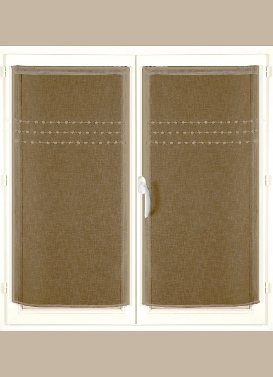 Paire de Petits voilages en Etamine à Rayures Jacquard