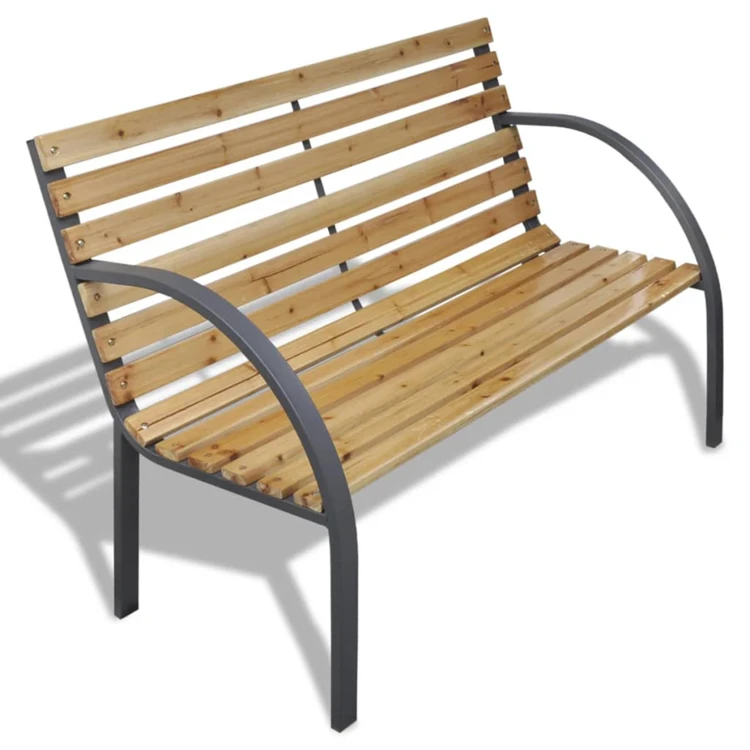 Banc à lattes en bois et fer