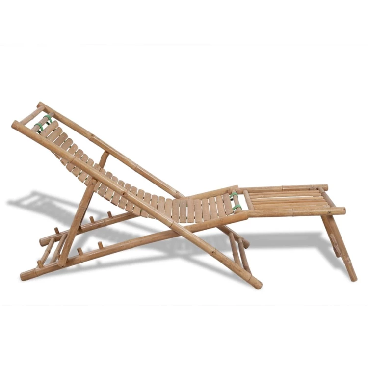 Chaise longue avec repose-pied en bambou
