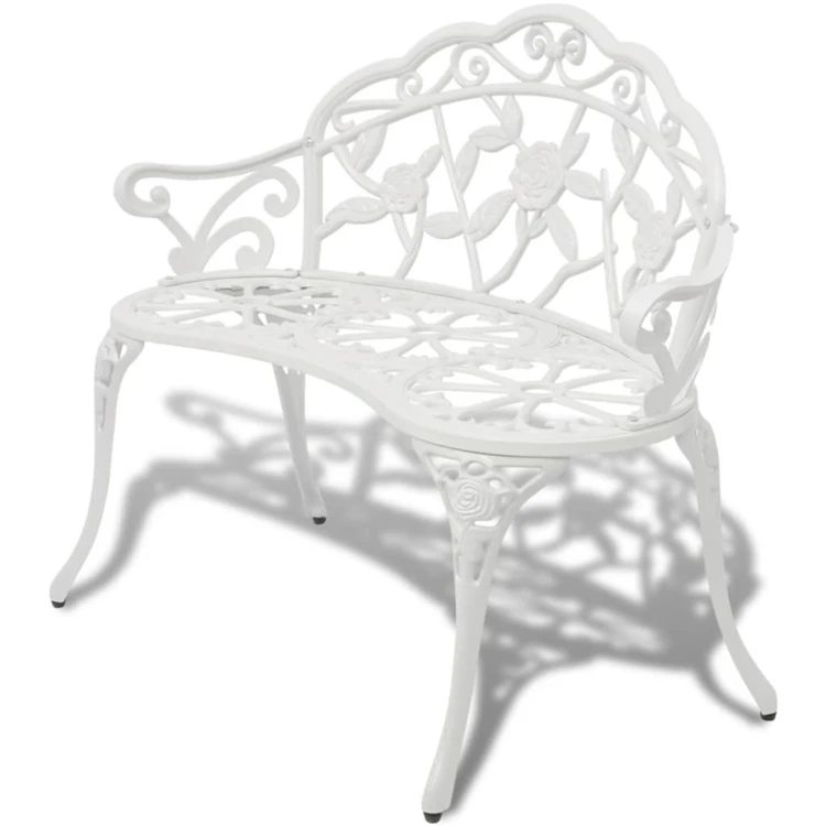 Banc de jardin motifs roses en aluminium