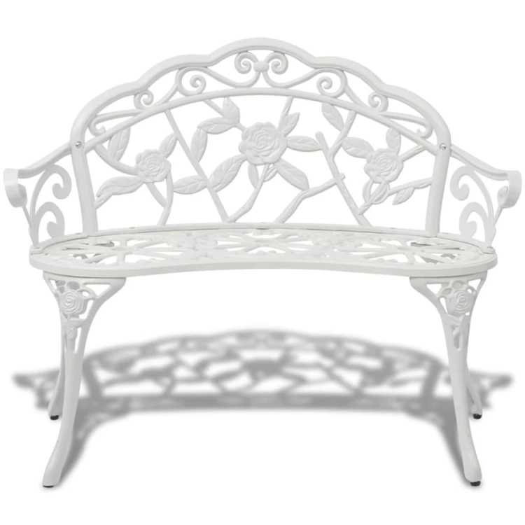 Banc de jardin motifs roses en aluminium