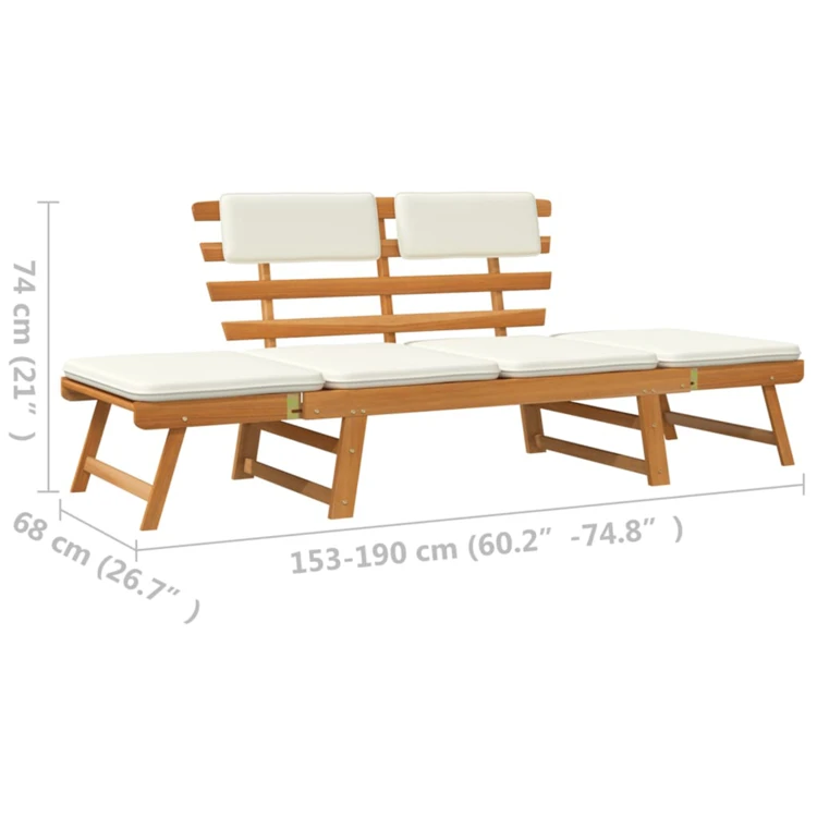 Banc de jardin avec coussins 2-en-1