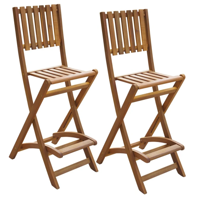 Lot de 2 chaises de bar en acacia