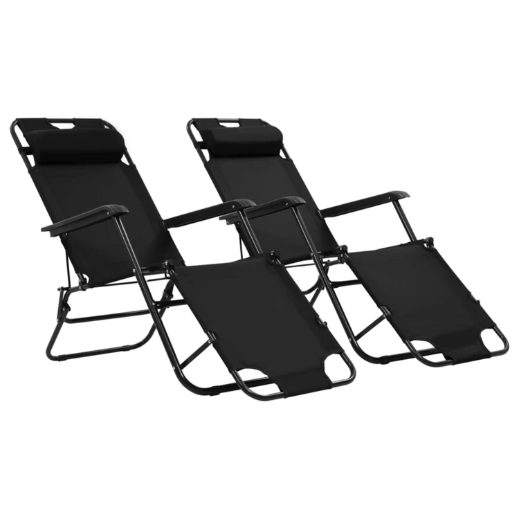 Set de 2 chaises longues pliables avec repose pied