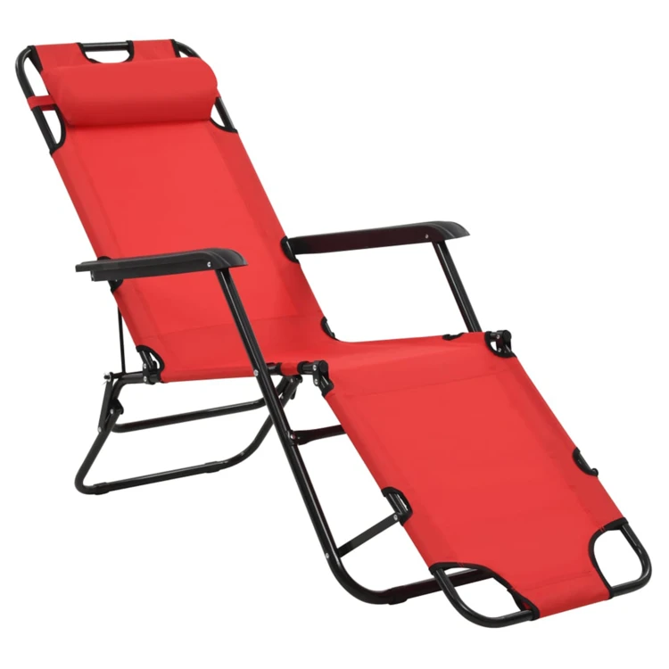 Set de 2 chaises longues pliables avec repose pied