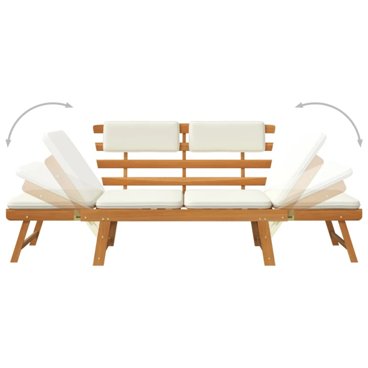 Banc de jardin avec coussins 2-en-1