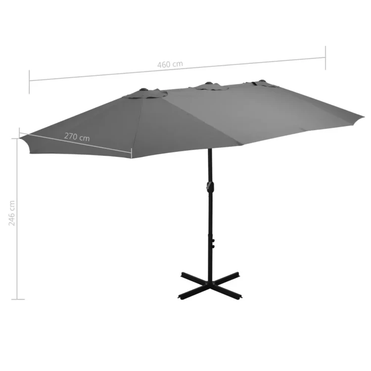 Parasol d'extérieur double toit et poteau en aluminium