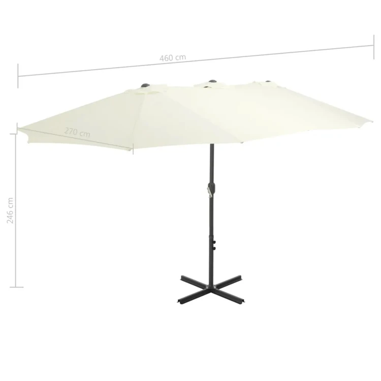 Parasol d'extérieur double toit et poteau en aluminium