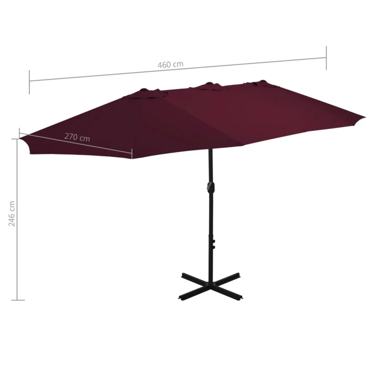 Parasol d'extérieur double toit et poteau en aluminium