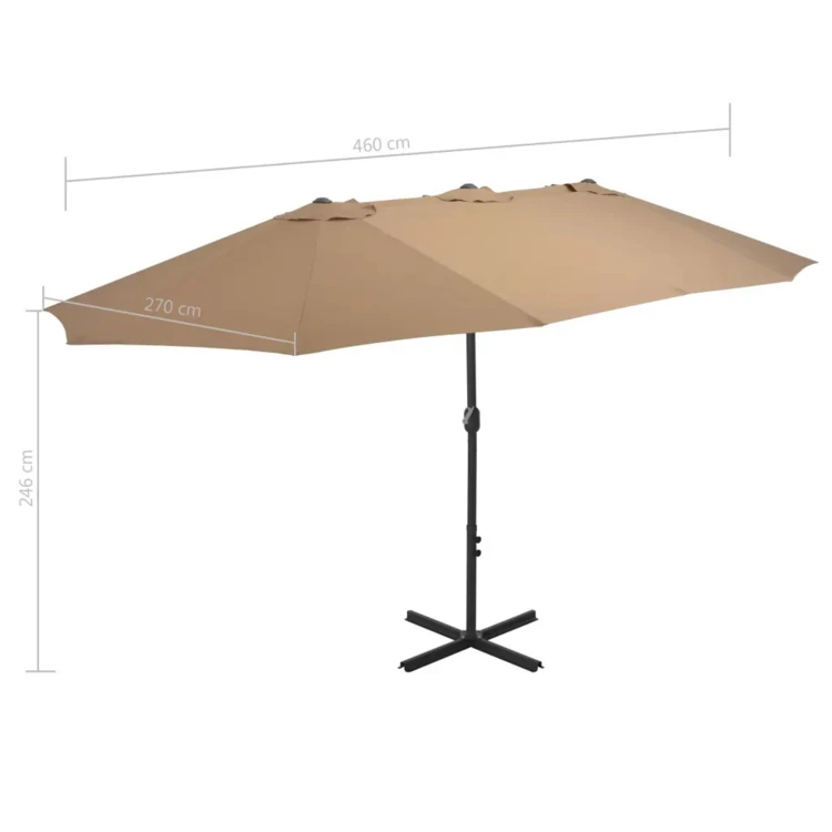 Parasol d'extérieur double toit et poteau en aluminium