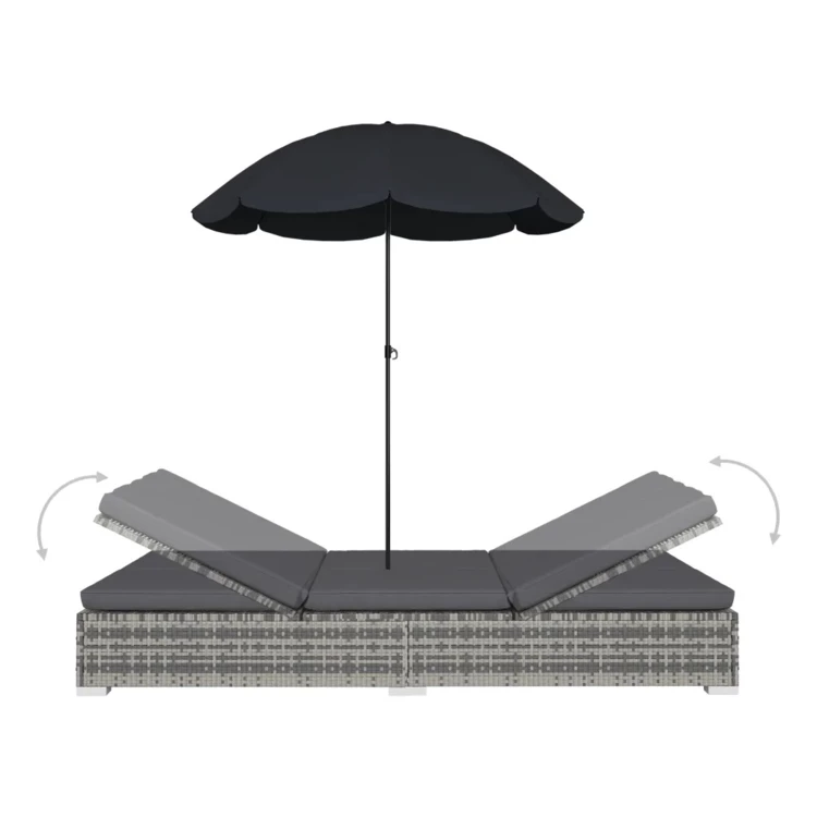 Chaise longue de jardin avec parasol