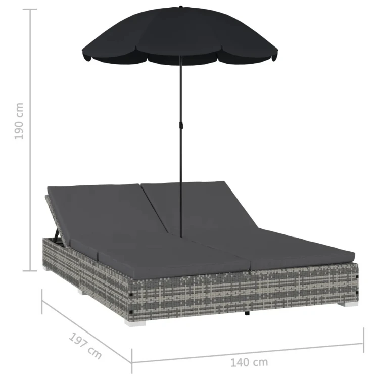 Chaise longue de jardin avec parasol