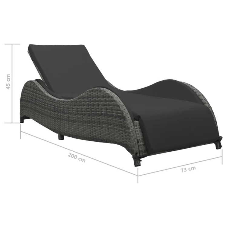 Chaise longue avec coussin en résine tressée