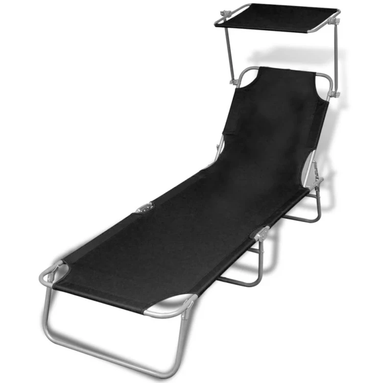 Chaise longue pliable avec auvent