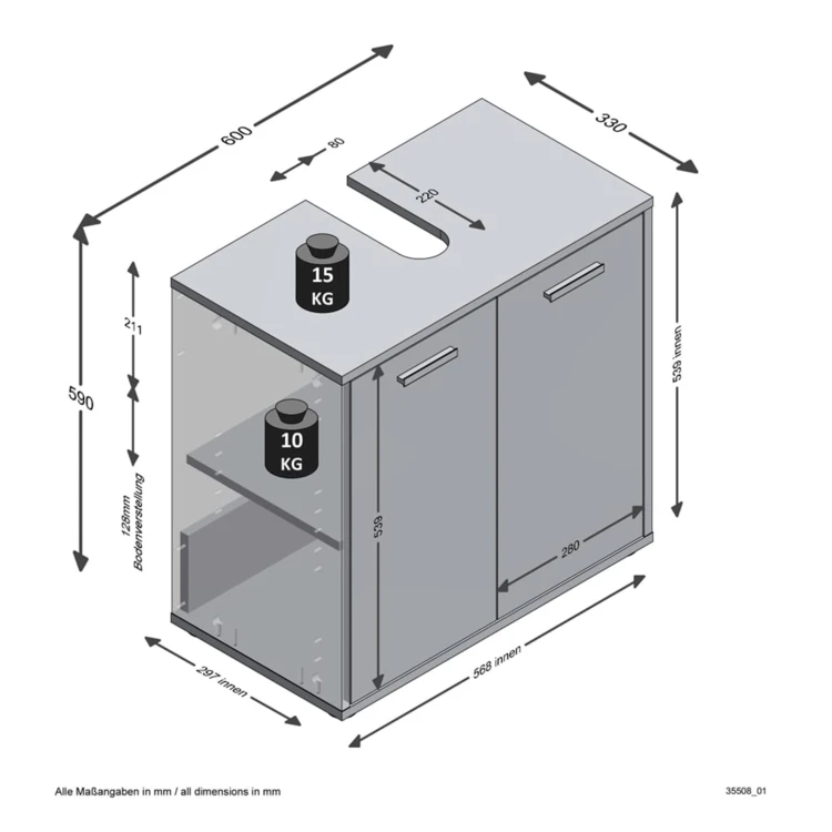 Meuble sous-lavabo en imitation chêne