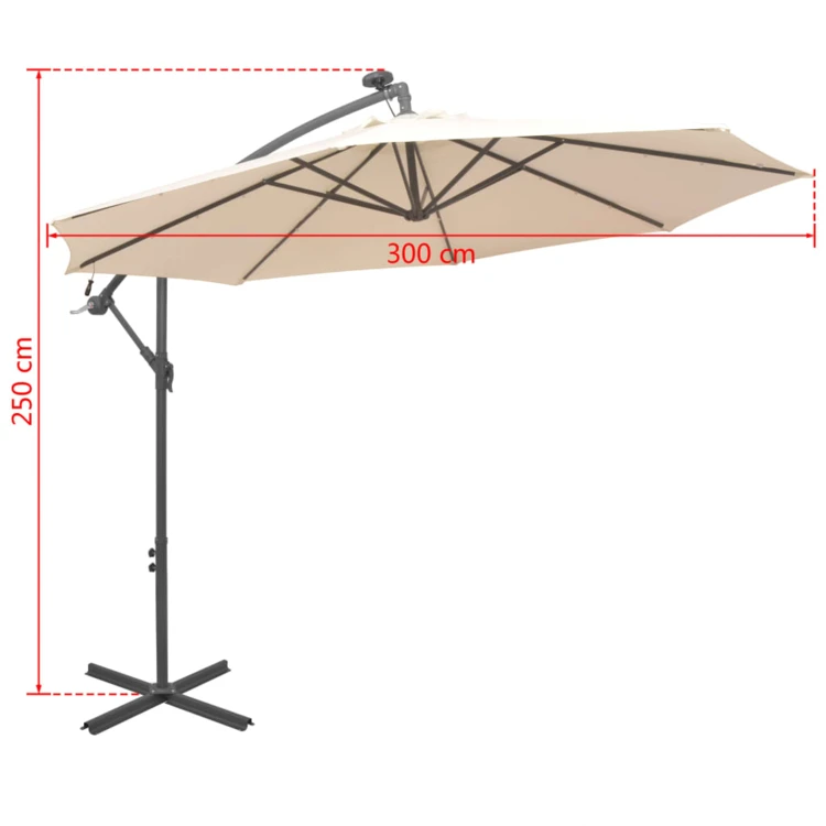 Parasol déporté Ø 300 cm avec éclairage LED