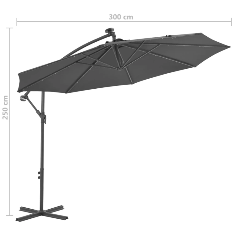 Parasol déporté Ø 300 cm avec éclairage LED