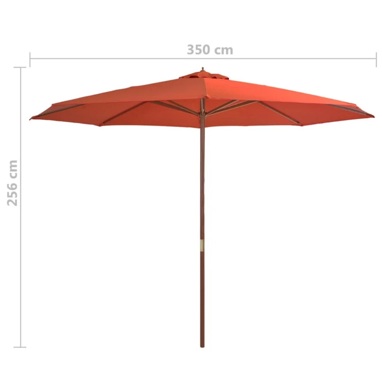 Parasol droit avec mât en bois Ø 350 cm