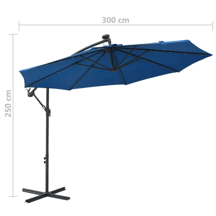 Parasol déporté Ø 300 cm avec éclairage LED