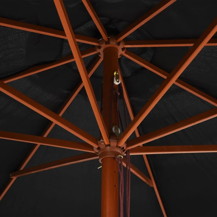 Parasol droit avec mât en bois Ø 350 cm