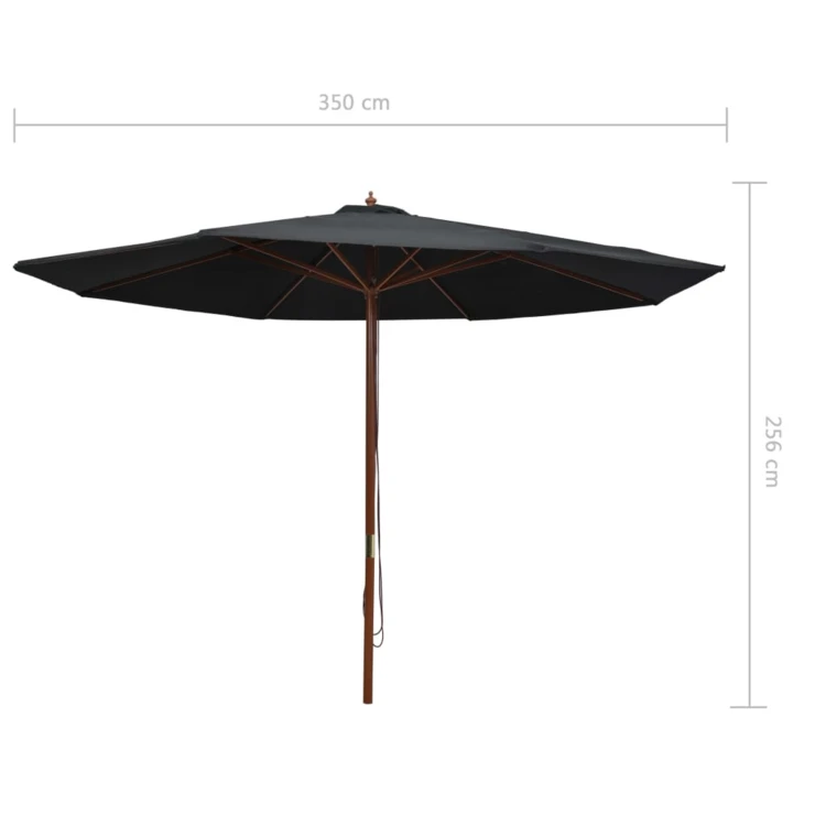 Parasol droit avec mât en bois Ø 350 cm