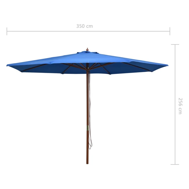 Parasol droit avec mât en bois Ø 350 cm