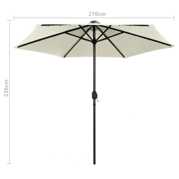 Parasol droit Ø 270 cm avec LED