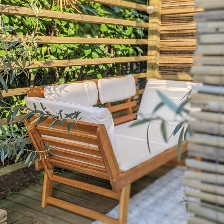 Banc de jardin avec coussins 2-en-1