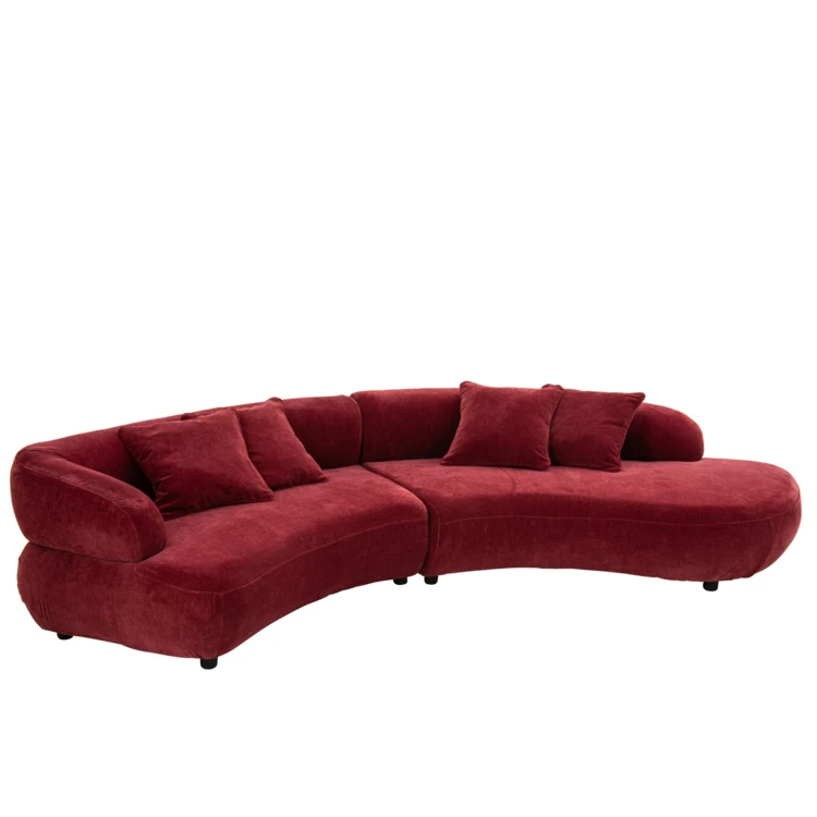 Canapé 4 places avec 4 coussins en contreplaqué et tissu
