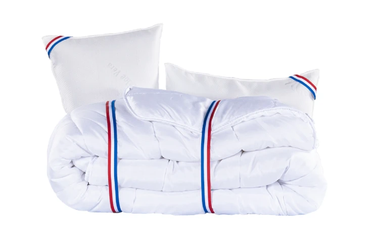 Bettwäsche-Set mit Memory-Foam-Matratze 24 cm, weißem Lattenrost, Kopfkissen und Bettdecke