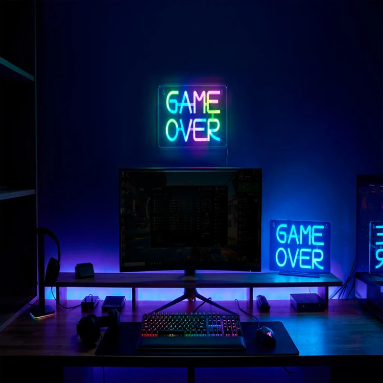 LED-neonbord ‘Game Over’ voor op tafel