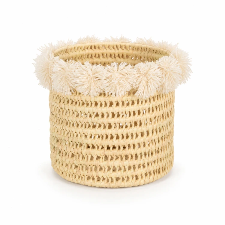 Cache-pot tressé avec pompons