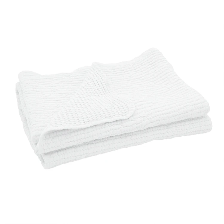 Plaid réversible en coton nid d'abeille