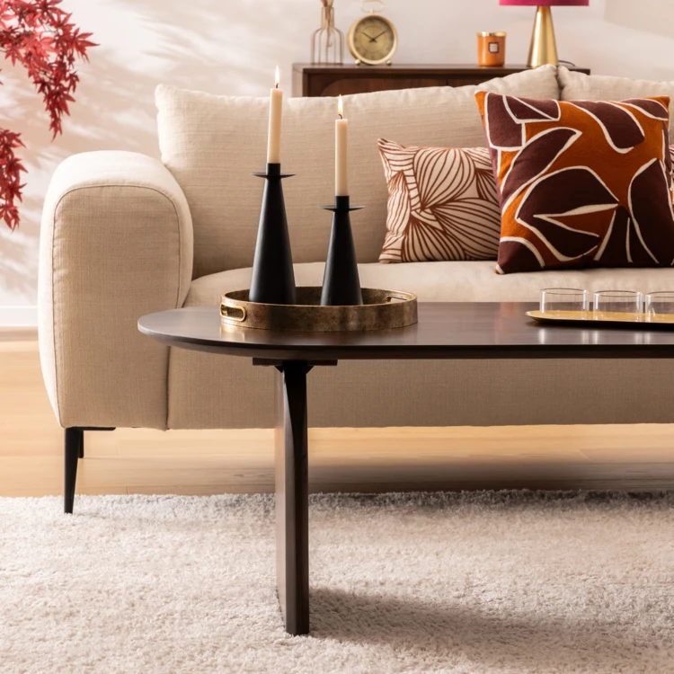 Mesa de centro de madera de mango con acabado texturizado