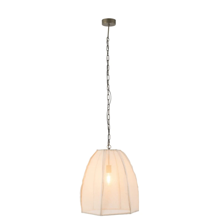 Suspension cloche en lin et fer