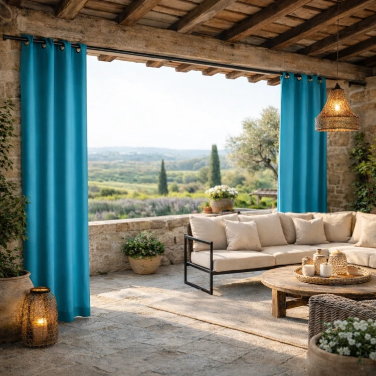 Rideau extérieur coloré résistant aux UV