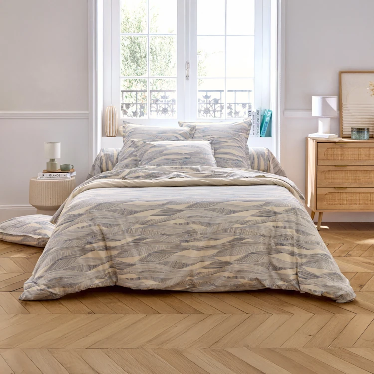 Taie d’oreiller coton 57 fils motif ondulé