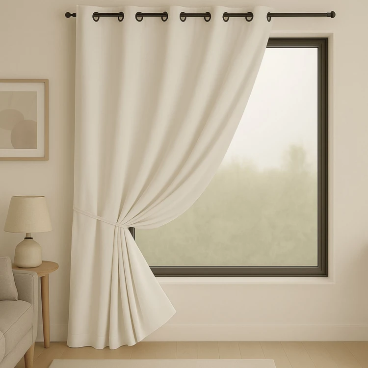 Vorhang 100% Verdunkelnd Flammhemmend M1 Feuerfest Ecru