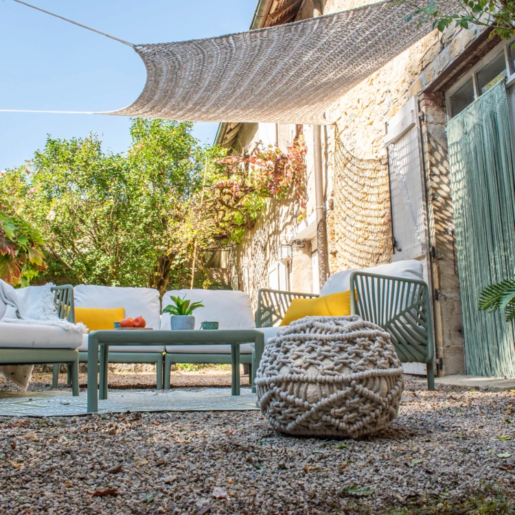 Voile d’ombrage rectangulaire macramé polylin