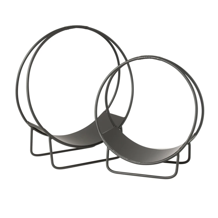 Range bûches panier rond en métal