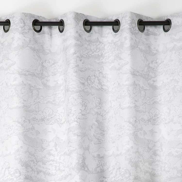 Rideau jacquard motif nuage à oeillets