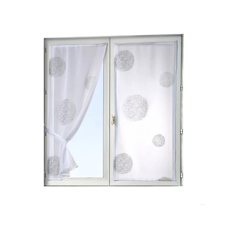 Visillo Blanco Bordado 'Círculos Mezclados'