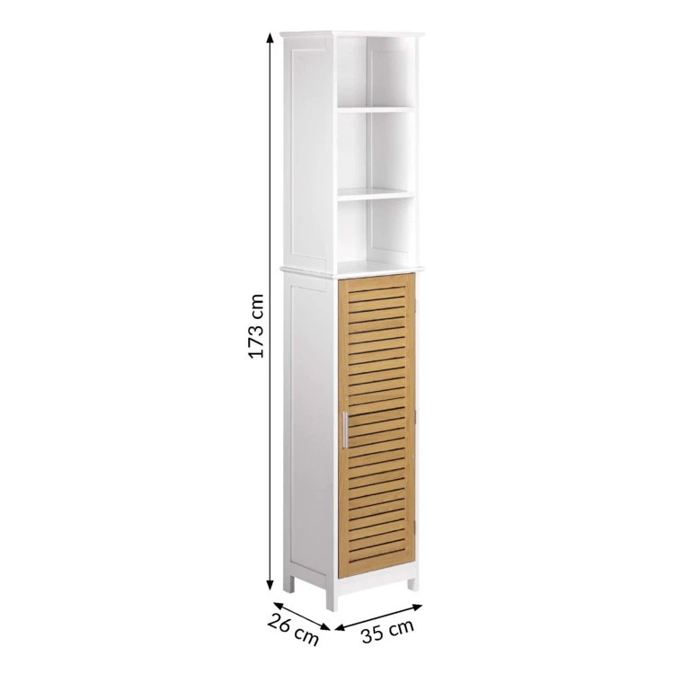 Colonne de salle de bain avec porte à lames et rangements