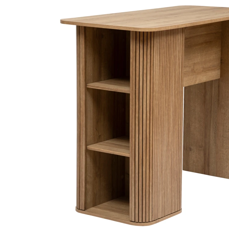 Table bar aspect bois avec rangements intégrés