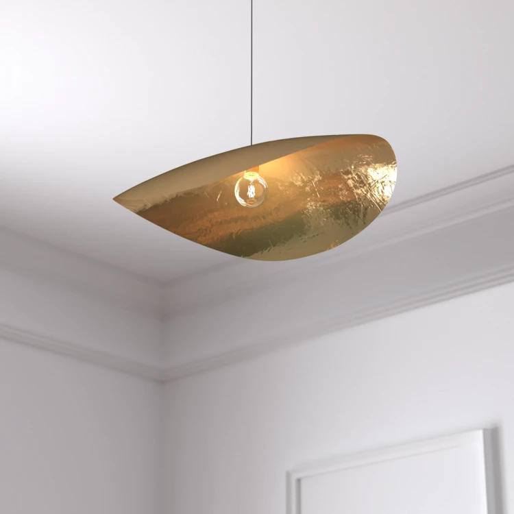Suspension luminaire design en métal doré
